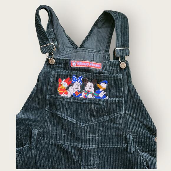 Mickey Mouse Overalls Jrs. Sz L Hunter Green Corduroy Signature Series VTG - Picture 2 of 10